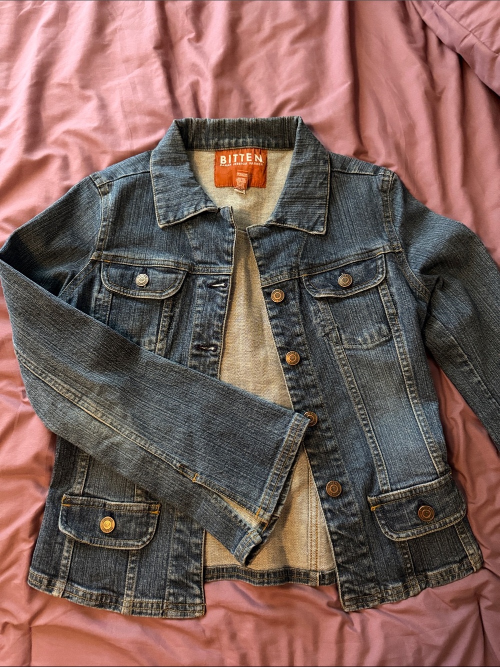 Vintage-Style Blue Jean Jacket Flare arm sleeve